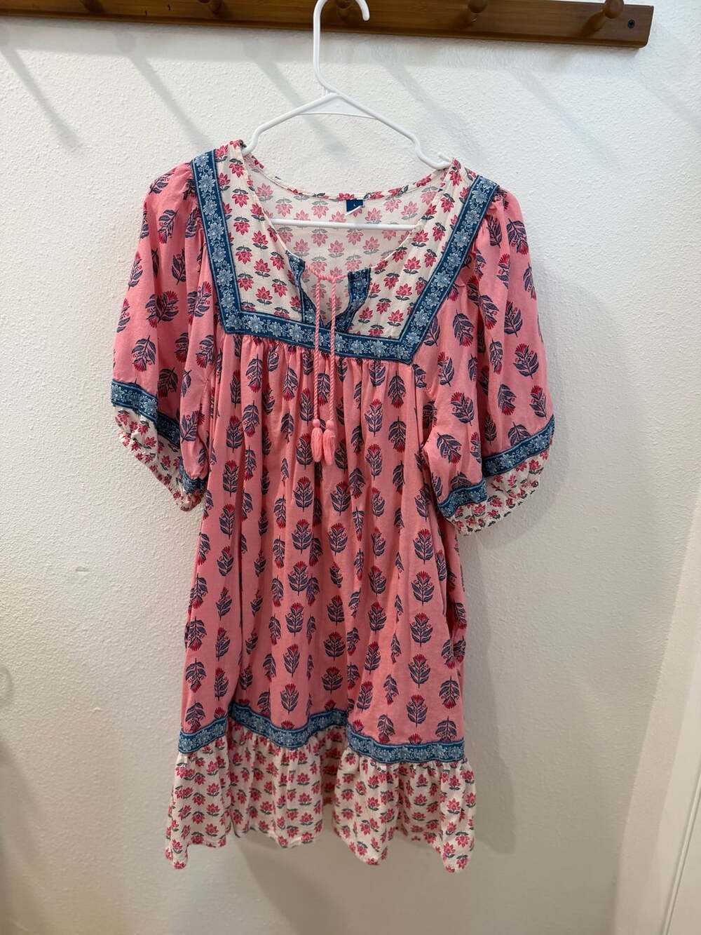Old Navy Dress Size L Pink Floral Printed Cotton Viscose